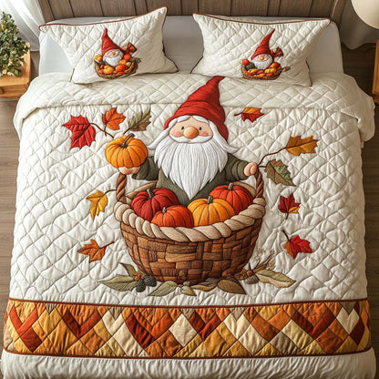Autumn Gnome Magic 3-Piece Quilted Bedding Set NCU0NT8362