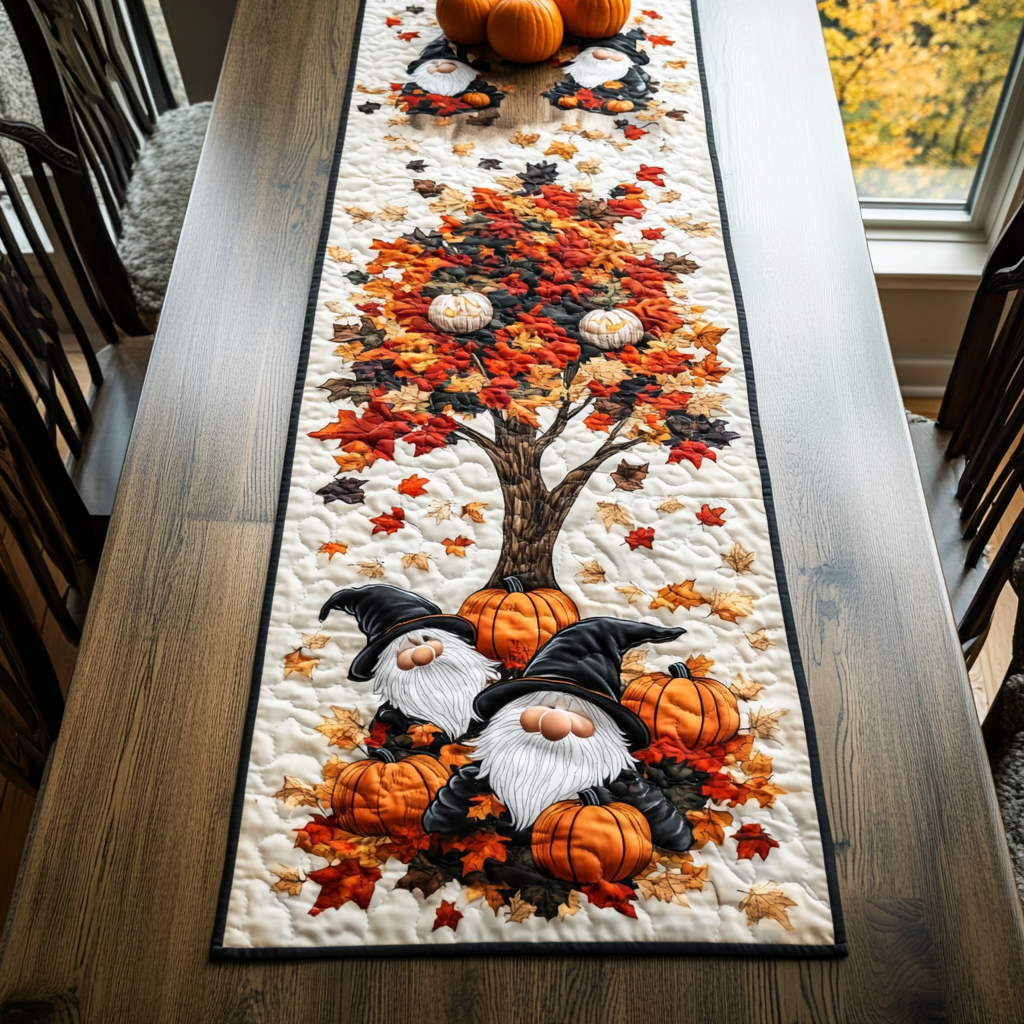 Autumn Gnome Quilted Table Runner NCU0DK9544