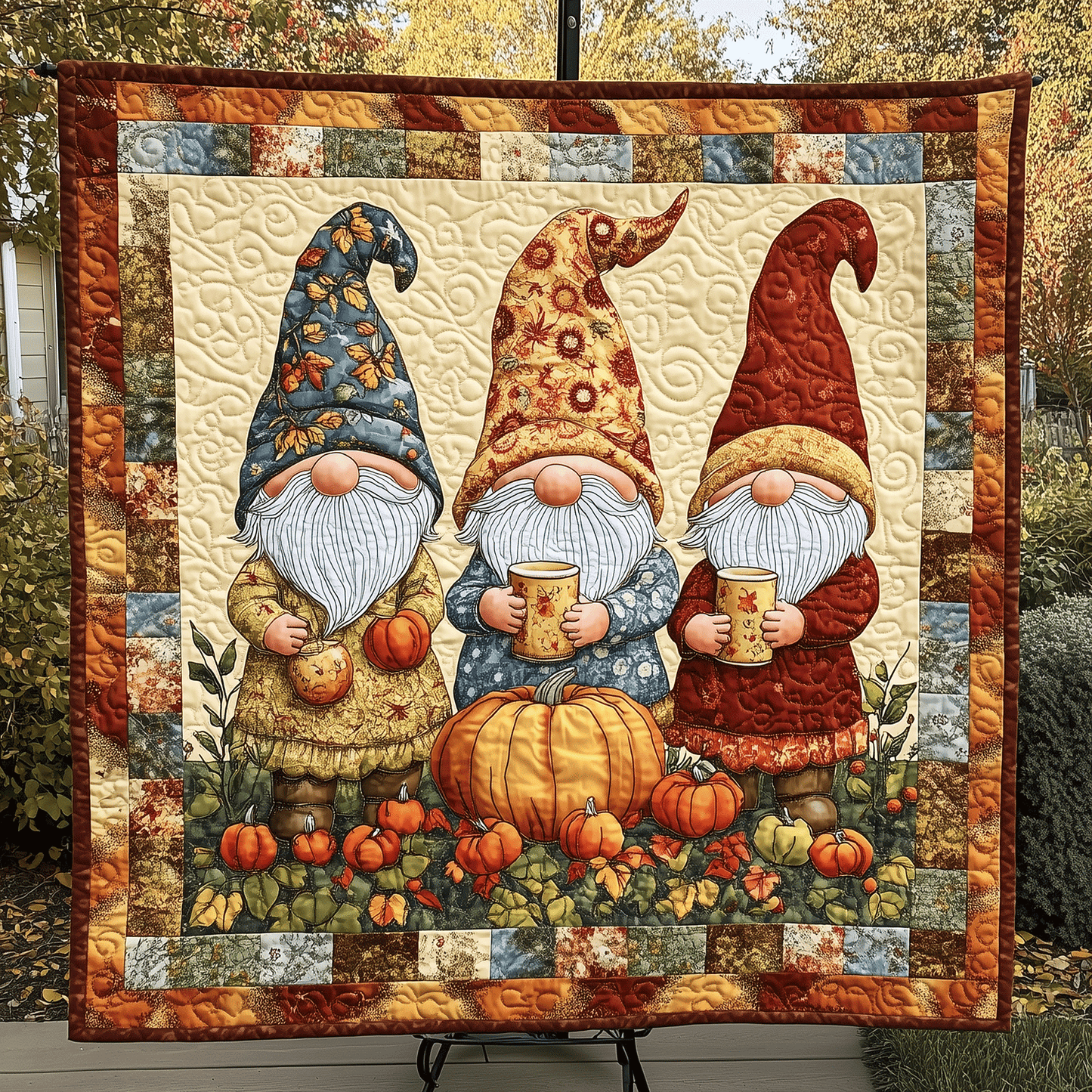 Autumn Gnomes Quilted Blanket NCU0TH1819