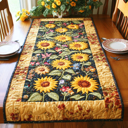 Autumn Gold Bloom Quilted Table Runner NCU0TD696