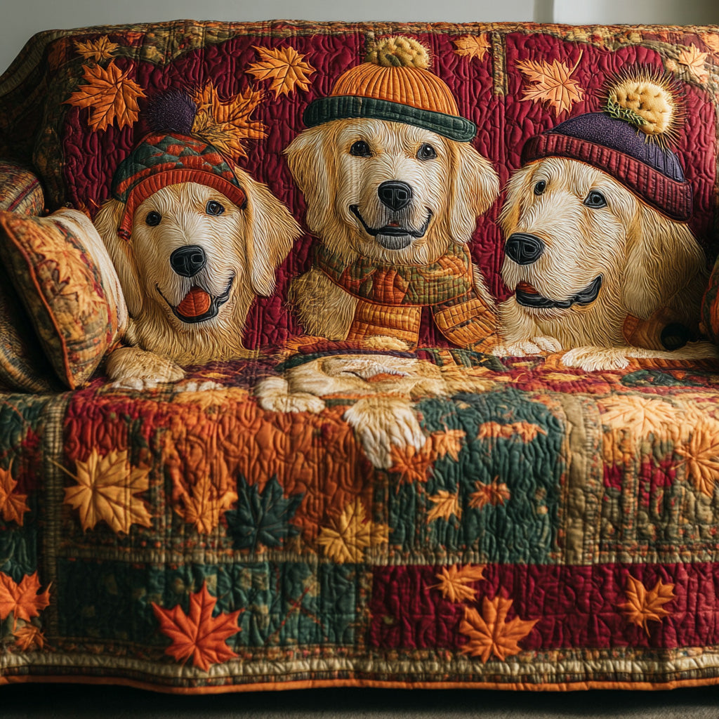 Autumn Golden Quilted Sofa Cover NCU0TD2162
