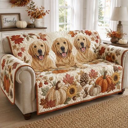 Autumn Golden Retriever Quilted Sofa Cover NCU0HH2096