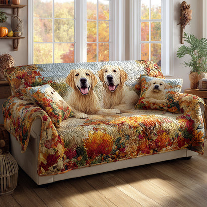 Autumn Golden Retriever Quilted Sofa Cover NCU0HH982