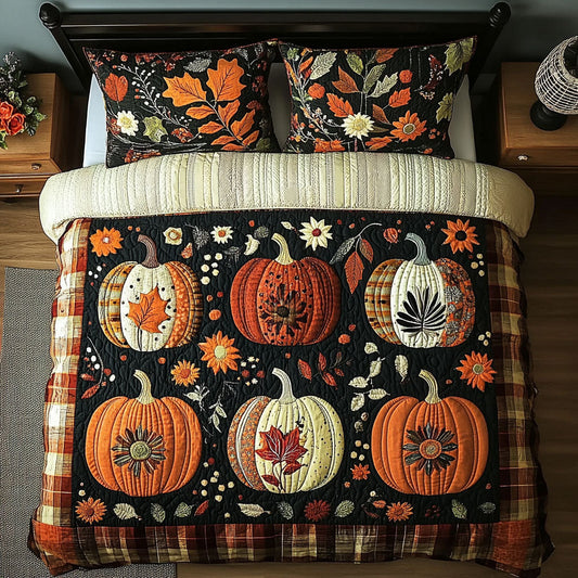 Autumn Gourds 3-Piece Quilted Bedding Set NCU0PT7811