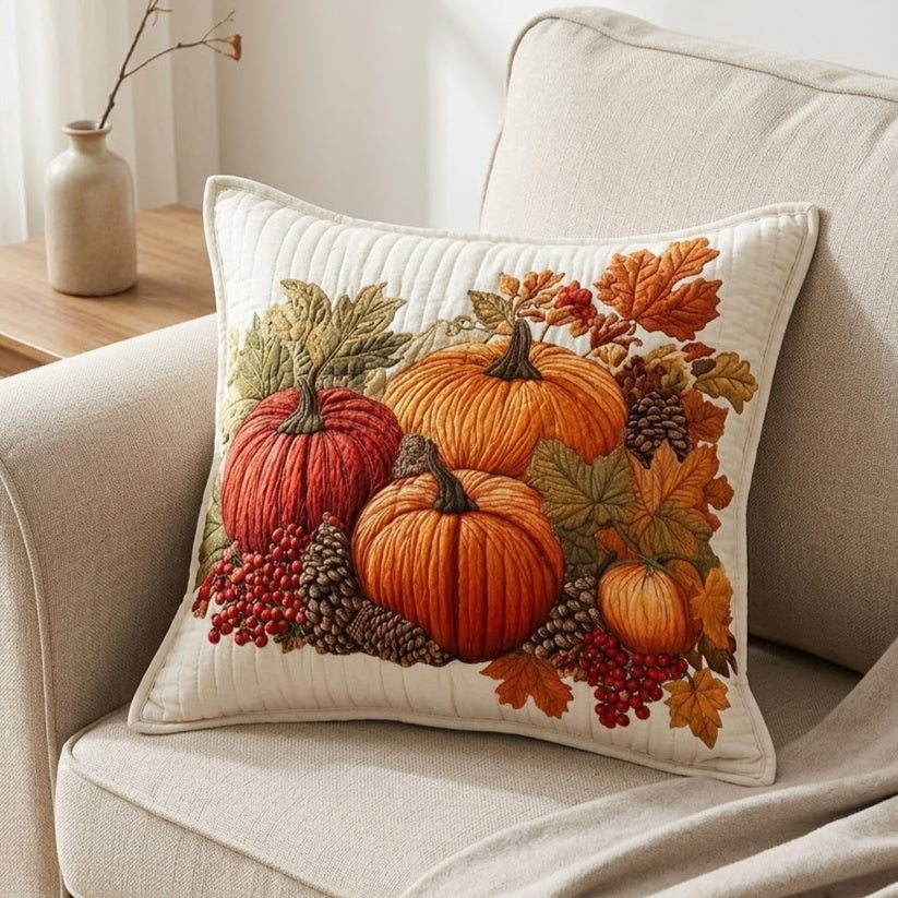 Pinecone Harvest Quilted Pillow Case NCU0VL3704