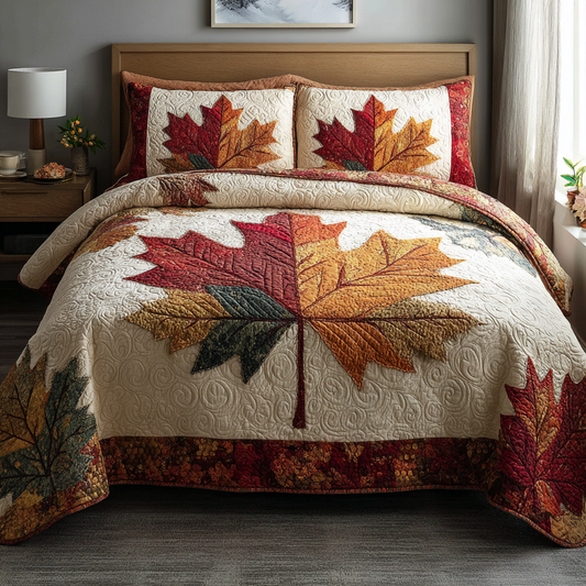 Autumn Grace 3-Piece Quilted Bedding Set NCU0DK8666