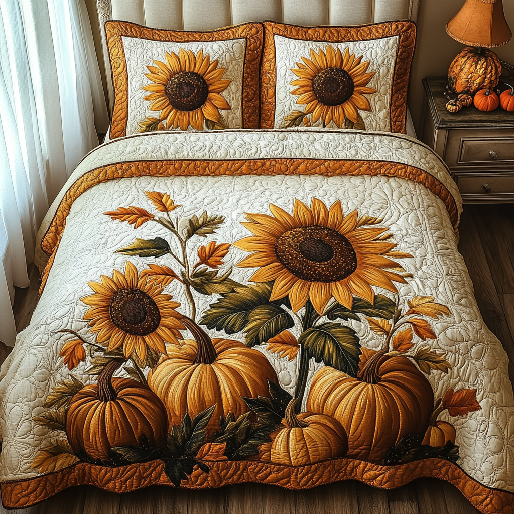 Autumn Harvest 3-Piece Quilted Bedding Set NCU0DV2042