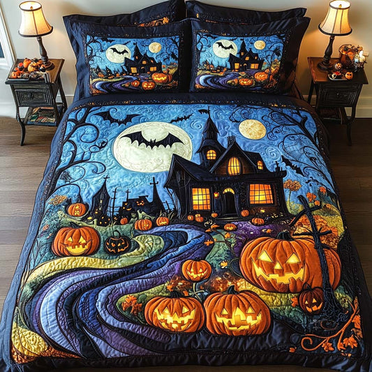 Autumn Haunt 3-Piece Quilted Bedding Set NCU0NT9491
