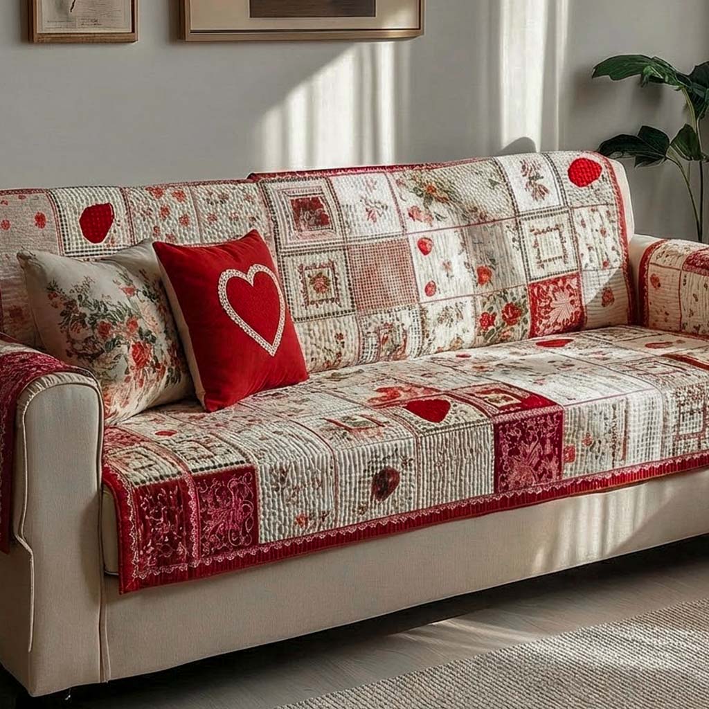 Autumn Heart Garden Quilted Sofa Cover NCU0XD2240