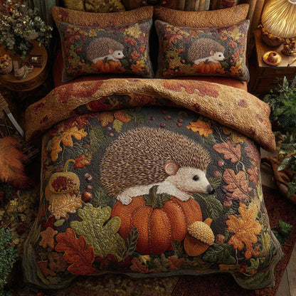 Autumn Hedgehog Tales 3-Piece Quilted Bedding Set NCU0PT7917