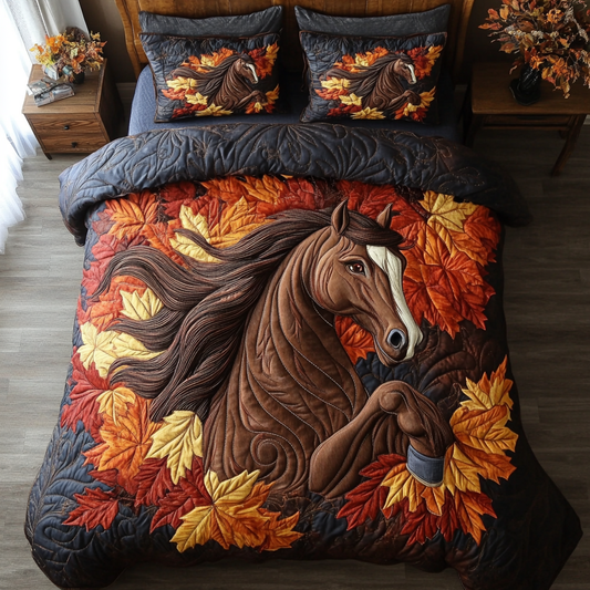 Autumn Horse 3-Piece Quilted Bedding Set NCU0DK9527