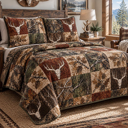 Autumn Hunting Lodge 3-Piece Quilted Bedding Set NCU0DV10498