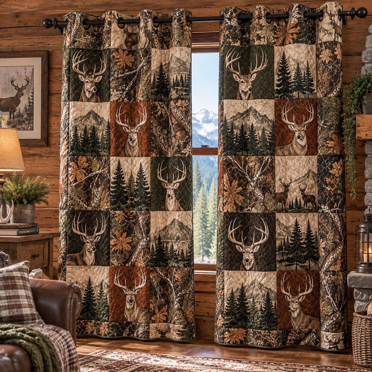 Autumn Hunting Lodge Quilted Curtains NCU0DV10403