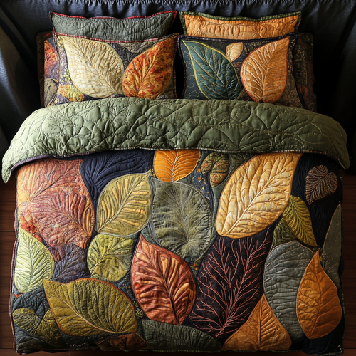 Autumn Leaf 3-Piece Quilted Bedding Set NCU0DK7985