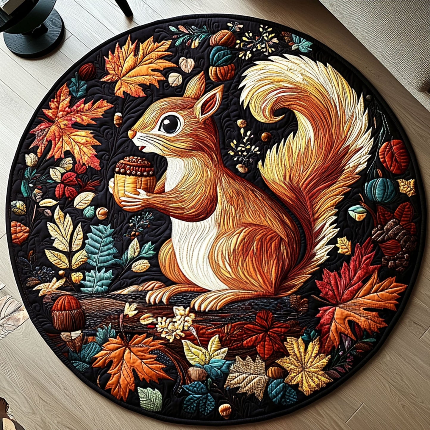 Autumn Leaf Adventures Quilted Round Mat NCU0PT7863