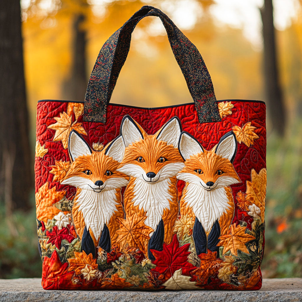 Autumn Leaf Fox Quilted Tote Bag NCU0TD631