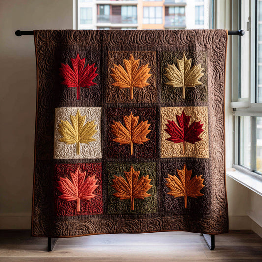 Autumn Leaf Squares Quilted Blanket NCU0HH085