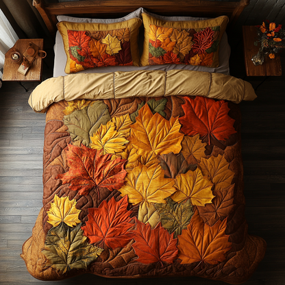 Autumn Leaves 3-Piece Quilted Bedding Set NCU0DK9446