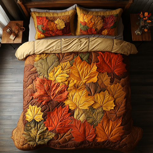 Autumn Leaves 3-Piece Quilted Bedding Set NCU0DK9446