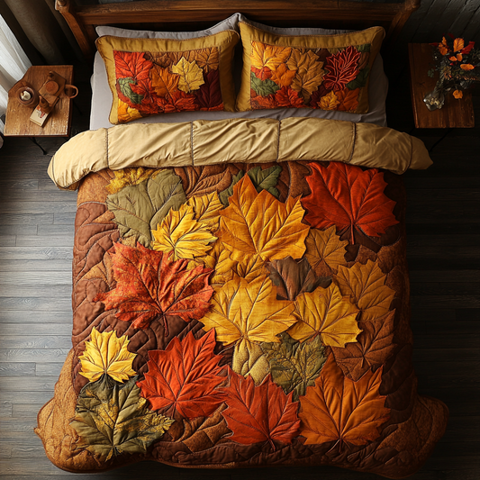 Autumn Leaves 3-Piece Quilted Bedding Set NCU0DK9446