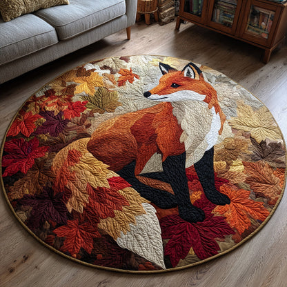 Autumn Leaves Fox Quilted Round Mat NCU0HH434