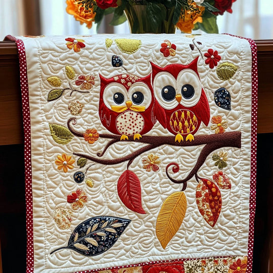 Autumn Love Owls Quilted Table Runner NCU0NT4142