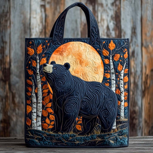 Autumn Moon Bear Quilted Tote Bag NCU0XD1173