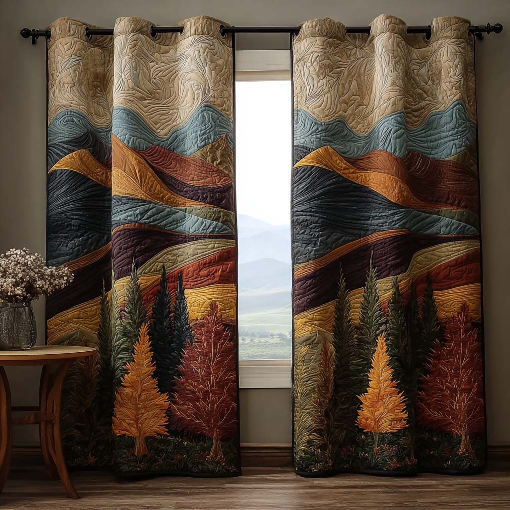 Autumn Mountain Pine Quilted Curtains NCU0NT11274