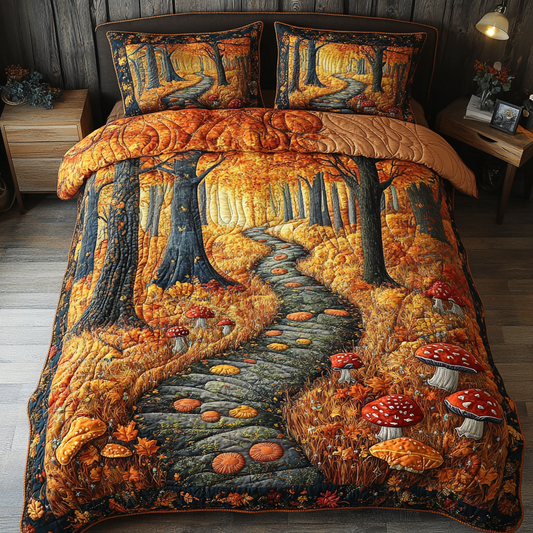 Autumn Mushroom 3-Piece Quilted Bedding Set NCU0DK9442