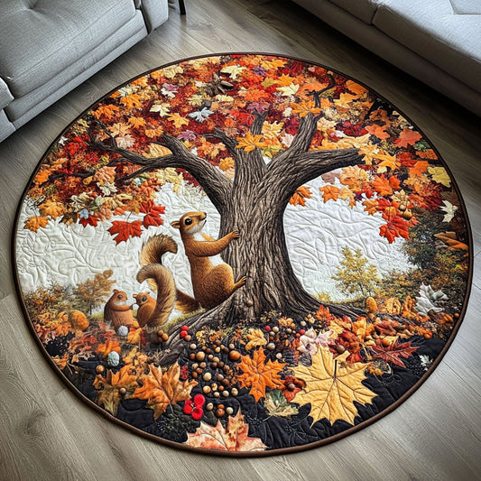 Autumn Nut Hunt Quilted Round Mat NCU0PT7864