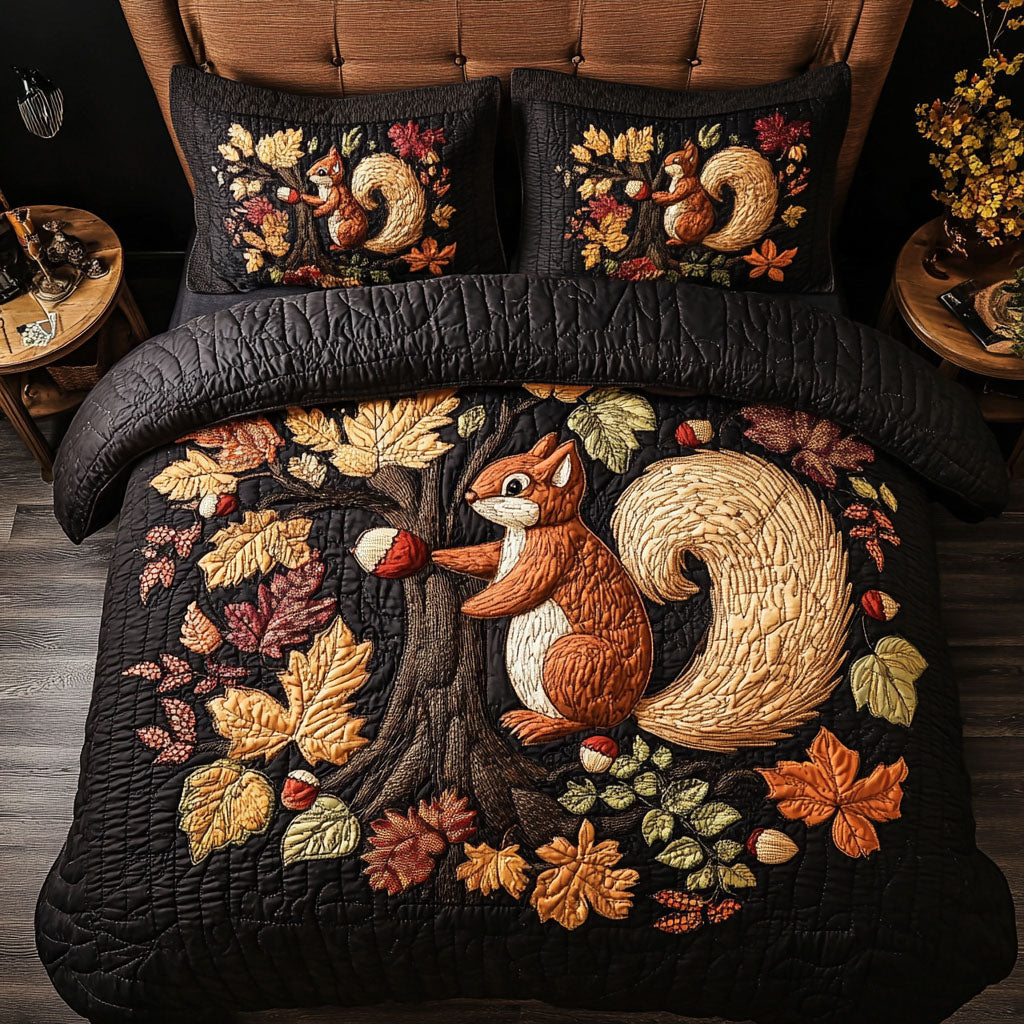 Autumn Nutty Delight 3-Piece Quilted Bedding Set NCU0PT7845
