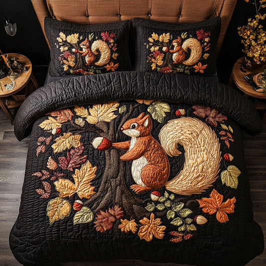 Autumn Nutty Delight 3-Piece Quilted Bedding Set NCU0PT7845