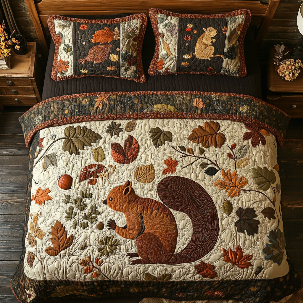 Autumn Nutty Escape 3-Piece Quilted Bedding Set NCU0PT7846