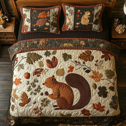 Autumn Nutty Escape 3-Piece Quilted Bedding Set NCU0PT7846