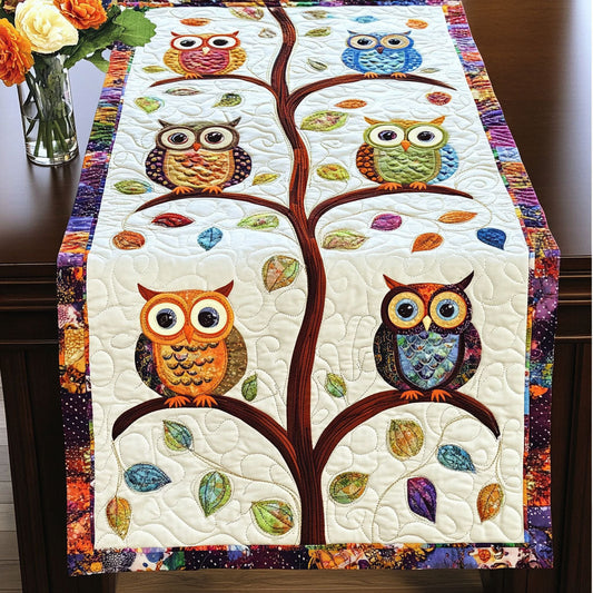 Autumn Owl Gathering Quilted Table Runner NCU0NT4143