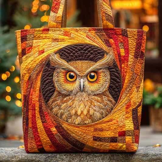 Autumn Owl Quilted Tote Bag NCU0TD599