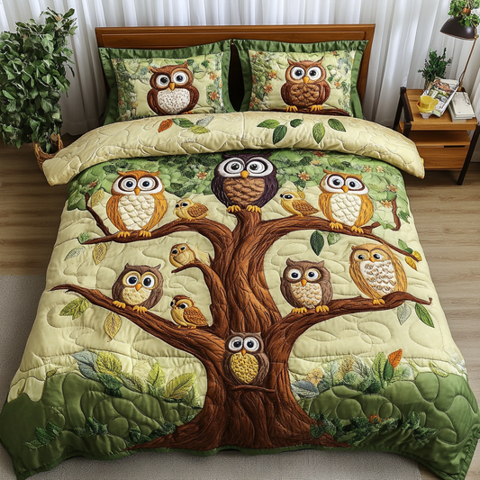 Autumn Owls Quilted Bedding Set NCU0DK6450