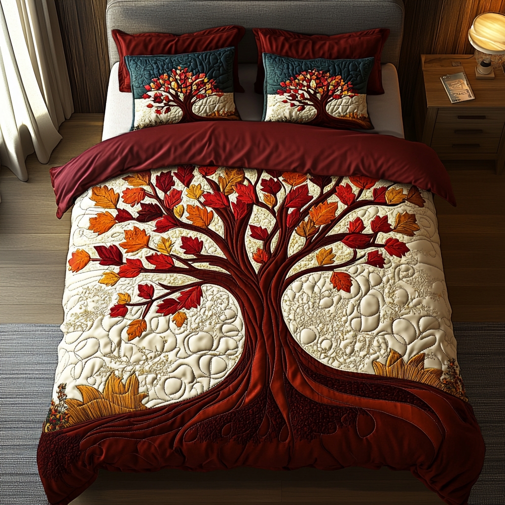 Autumn Path 3-Piece Quilted Bedding Set NCU0DK9406