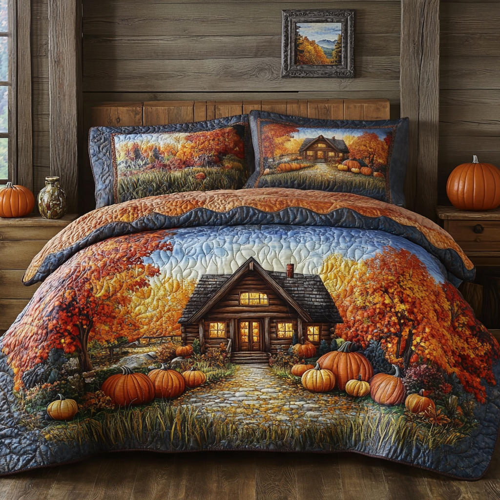 Autumn Pathway 3-Piece Quilted Bedding Set NCU0VL2848