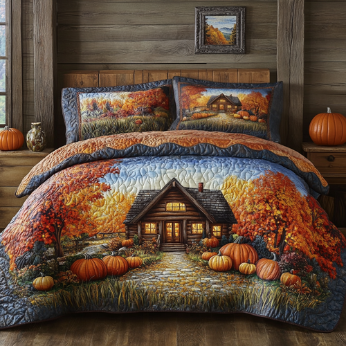 Autumn Pathway 3-Piece Quilted Bedding Set NCU0VL2848