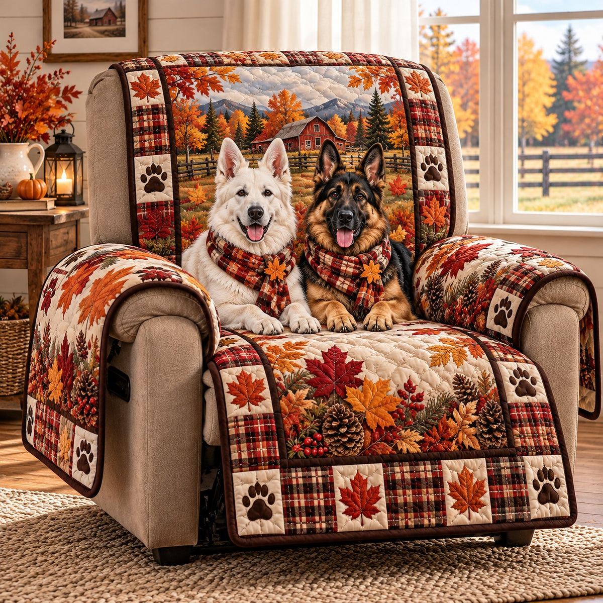 Autumn Paw Harvest Quilted Sofa Cover NCU0PT12258
