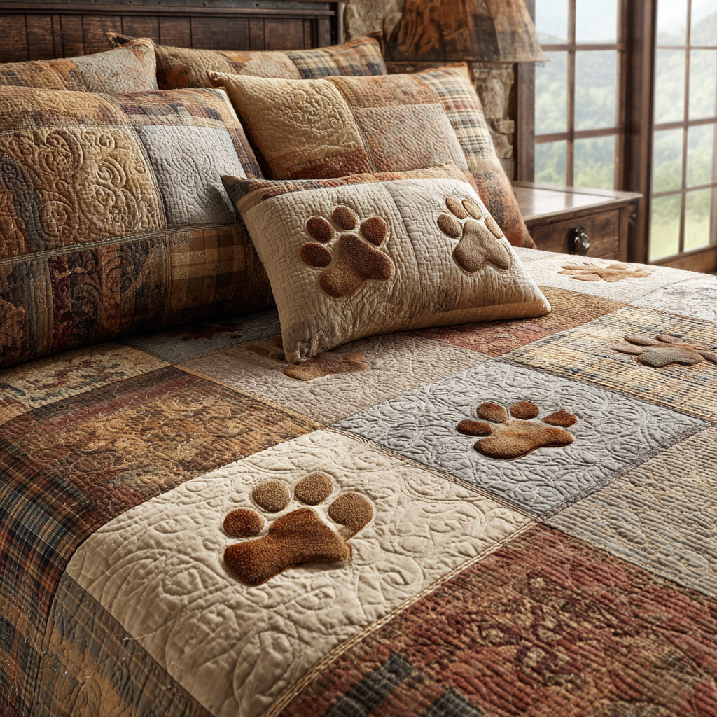 Autumn Paws 3-Piece Quilted Bedding Set NCU0DV8963