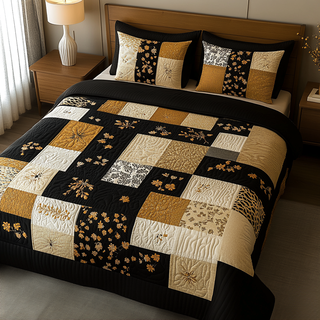 Autumn Petals 3-Piece Quilted Bedding Set NCU0DK9711