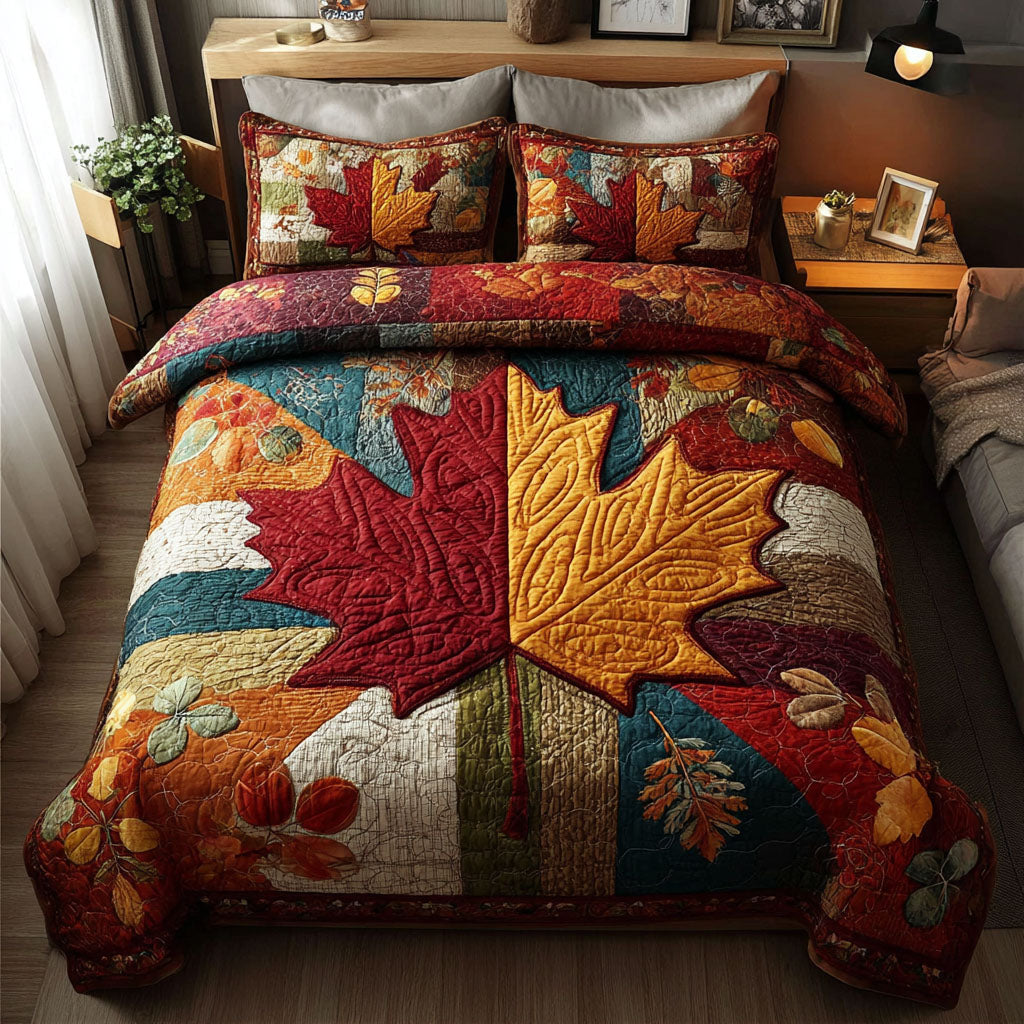 Autumn Petals 3-Piece Quilted Bedding Set NCU0PT7793