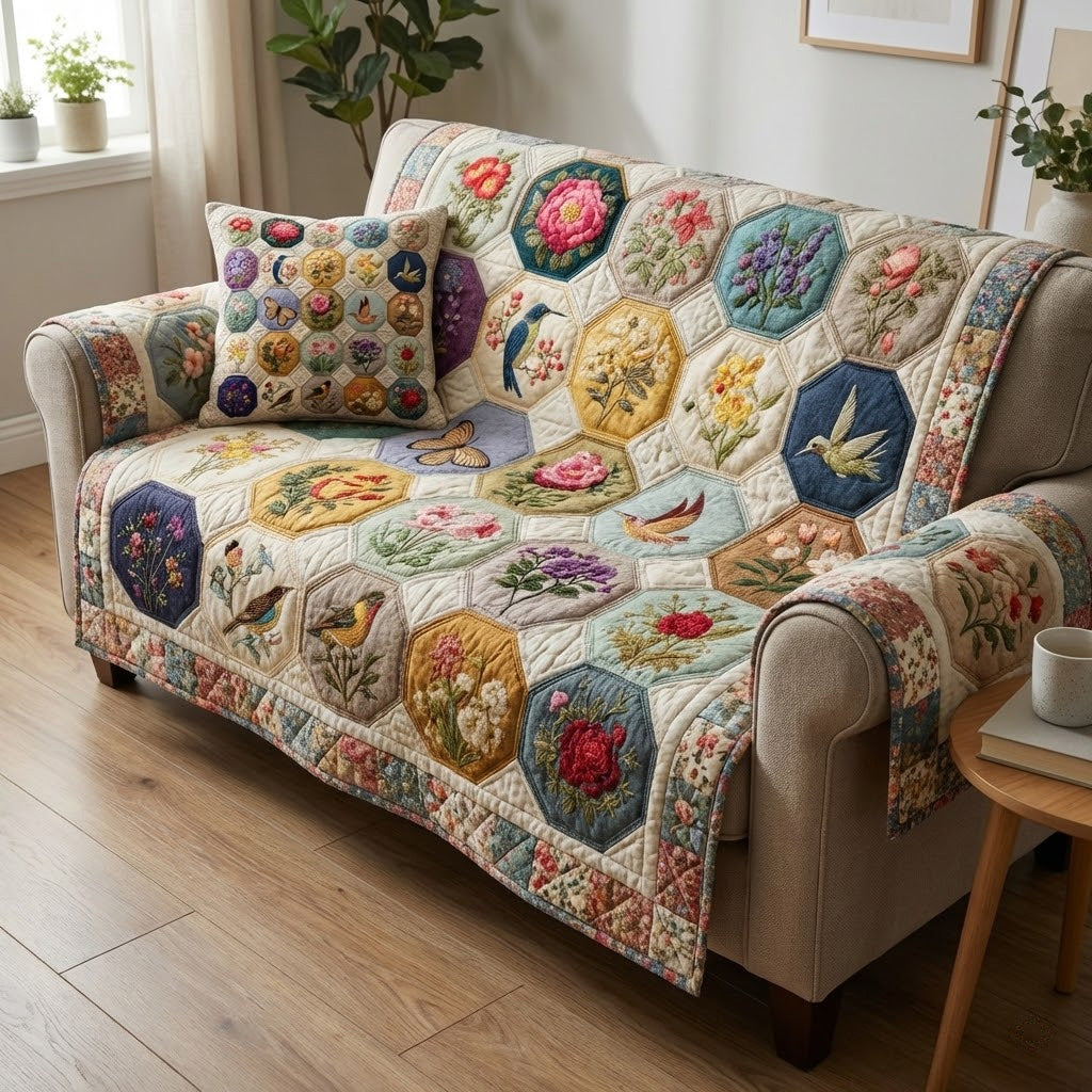 Autumn Petals Quilted Sofa Cover NCU0VL3349