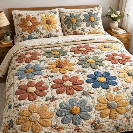 Autumn Posy 3-Piece Quilted Bedding Set NCU0XD2525