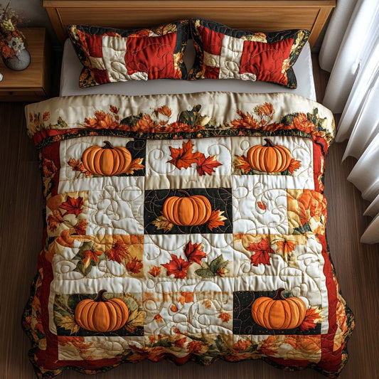 Autumn Pumpkin Lane 3-Piece Quilted Bedding Set NCU0NT8342