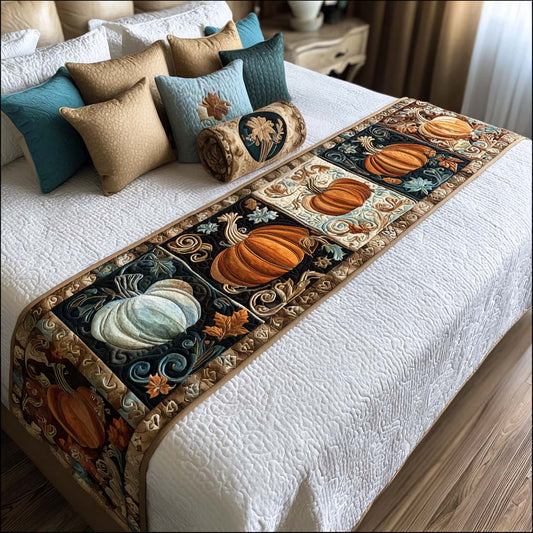 Autumn Pumpkin Parade Quilted Bed Runner NCU0NT8570