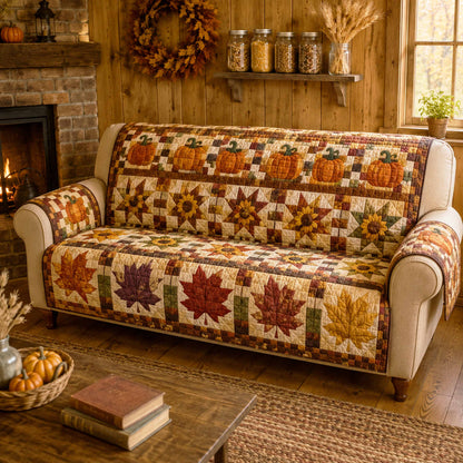 Autumn Pumpkin Quilted Sofa Cover NCU0TD3105