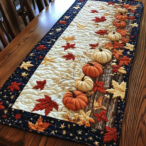 Autumn Pumpkin Quilted Table Runner NCU0DK9118